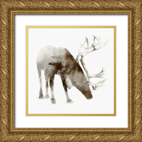 Caribou Gold Ornate Wood Framed Art Print with Double Matting by Selkirk, Edward