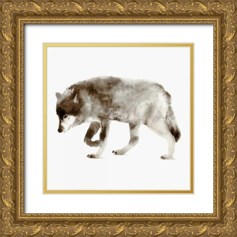Wolf Gold Ornate Wood Framed Art Print with Double Matting by Selkirk, Edward
