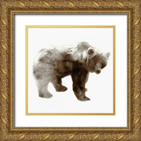 Bear Gold Ornate Wood Framed Art Print with Double Matting by Selkirk, Edward