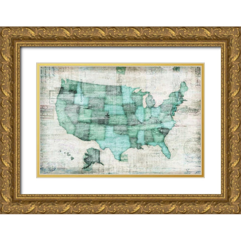 USA Gold Ornate Wood Framed Art Print with Double Matting by Selkirk, Edward