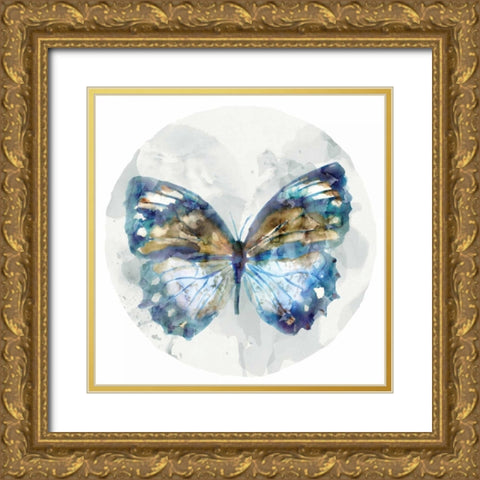 Indigo Butterfly I Gold Ornate Wood Framed Art Print with Double Matting by Selkirk, Edward