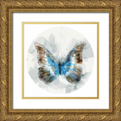Indigo Butterfly II Gold Ornate Wood Framed Art Print with Double Matting by Selkirk, Edward