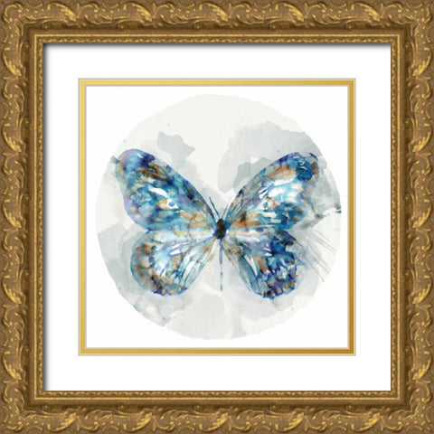 Indigo Butterfly III Gold Ornate Wood Framed Art Print with Double Matting by Selkirk, Edward