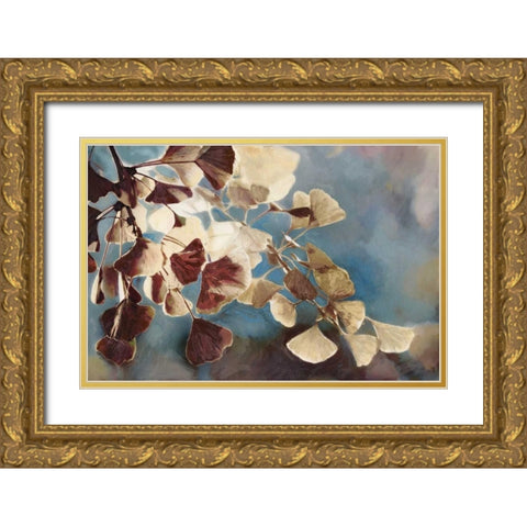 Maroon Blossom Gold Ornate Wood Framed Art Print with Double Matting by Selkirk, Edward