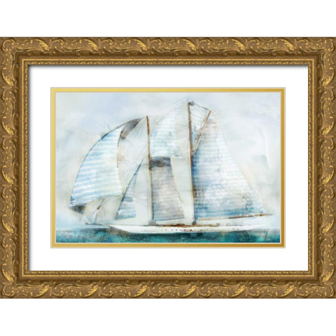 Sailboat Blues Gold Ornate Wood Framed Art Print with Double Matting by Selkirk, Edward