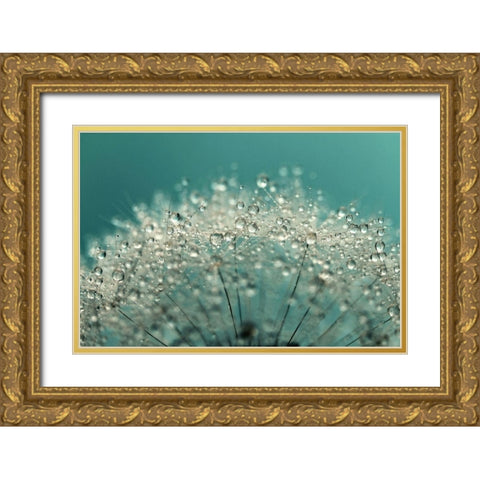 Cyan Sparkles Gold Ornate Wood Framed Art Print with Double Matting by Johnstone, Sharon