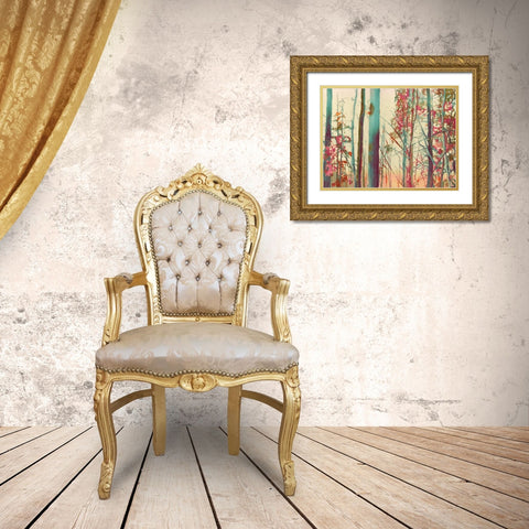 Pink Arborescences Gold Ornate Wood Framed Art Print with Double Matting by Pellisier, Sandrine