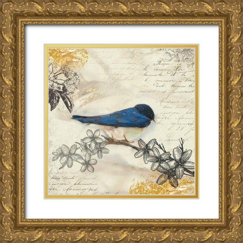 Backyard Birds II Gold Ornate Wood Framed Art Print with Double Matting by Theodosiou, Matina