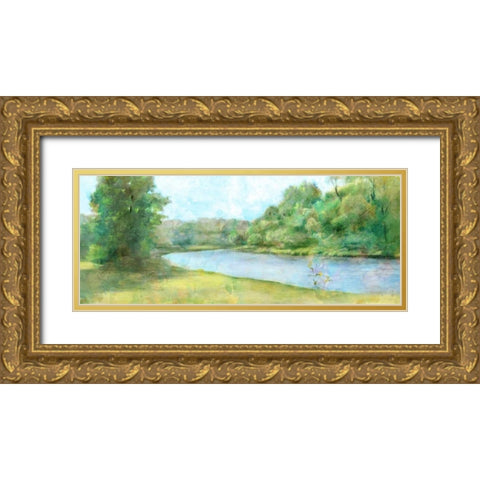 Fern Panorama Gold Ornate Wood Framed Art Print with Double Matting by Theodosiu, Matina