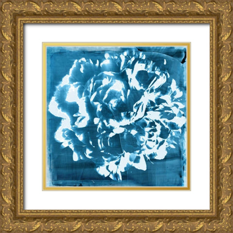 Indigo Floret I Gold Ornate Wood Framed Art Print with Double Matting by Theodosiou, Matina