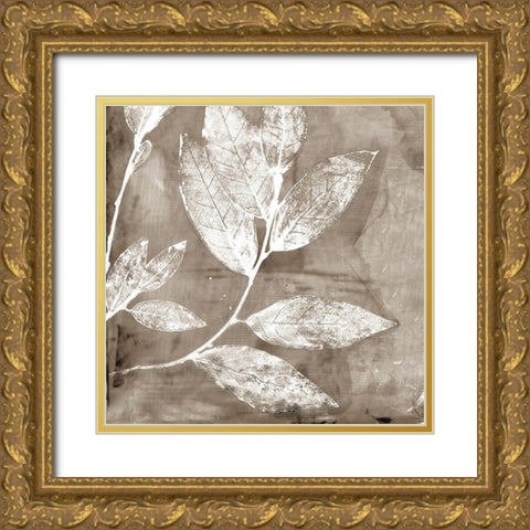 Petal Imprint I Neutral Version Gold Ornate Wood Framed Art Print with Double Matting by Theodosiou, Matina