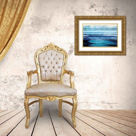 Blue Glide Gold Ornate Wood Framed Art Print with Double Matting by Trimmel, Petra