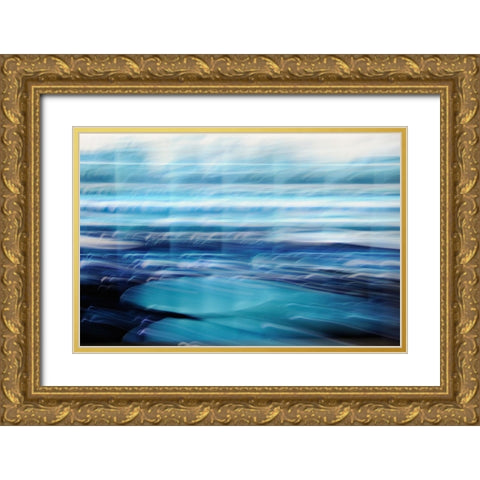 Blue Glide Gold Ornate Wood Framed Art Print with Double Matting by Trimmel, Petra