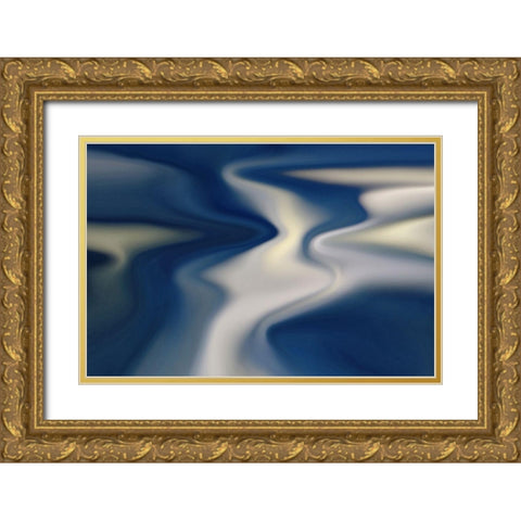Winter River  Gold Ornate Wood Framed Art Print with Double Matting by Trimmel, Petra