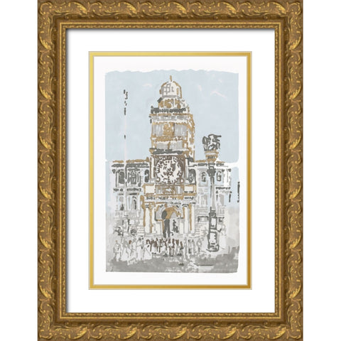 Bell Tower Gold Ornate Wood Framed Art Print with Double Matting by Stellar Design Studio