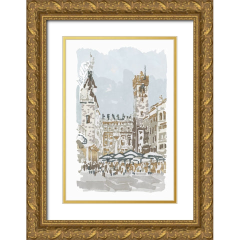 Cafe Square Gold Ornate Wood Framed Art Print with Double Matting by Stellar Design Studio