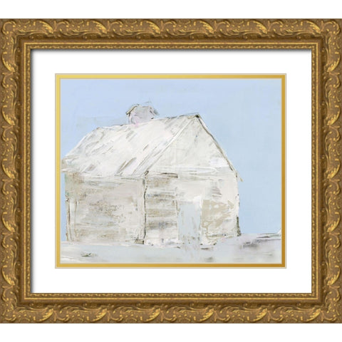 Winter Barn I Gold Ornate Wood Framed Art Print with Double Matting by Stellar Design Studio