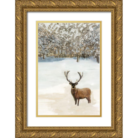 Grand Elk II  Gold Ornate Wood Framed Art Print with Double Matting by Stellar Design Studio