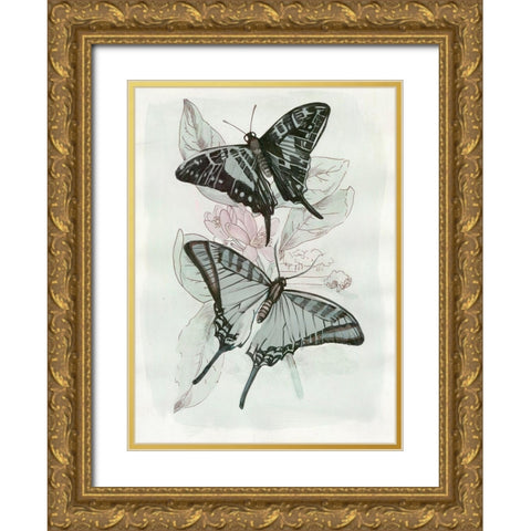 Butterfly Medley II  Gold Ornate Wood Framed Art Print with Double Matting by Stellar Design Studio