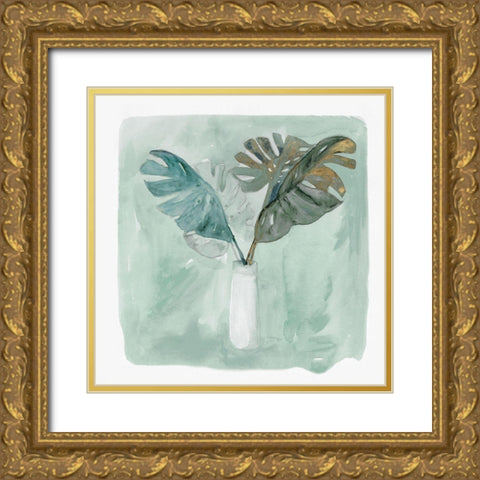 Green Tropical Vase I  Gold Ornate Wood Framed Art Print with Double Matting by Stellar Design Studio