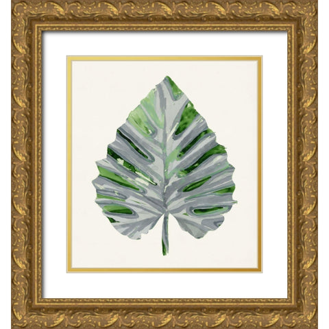 Green Papyrus II Gold Ornate Wood Framed Art Print with Double Matting by Stellar Design Studio