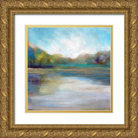 Mid Day Pond I Gold Ornate Wood Framed Art Print with Double Matting by Stellar Design Studio