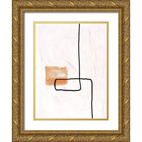 Textured Line Gold II Gold Ornate Wood Framed Art Print with Double Matting by J:L Design