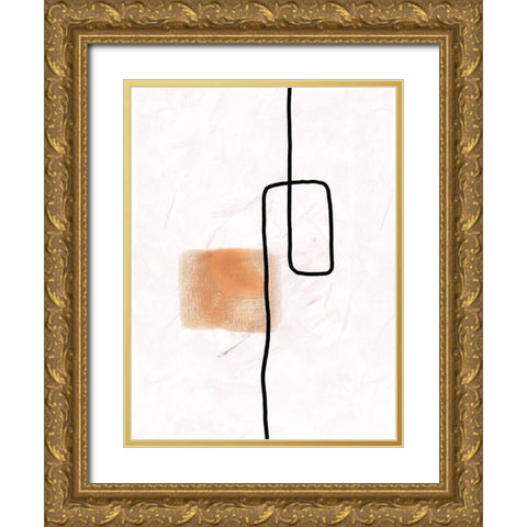 Textured Line Gold III Gold Ornate Wood Framed Art Print with Double Matting by J:L Design