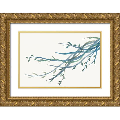 Green vine Branches II Gold Ornate Wood Framed Art Print with Double Matting by J:L Design