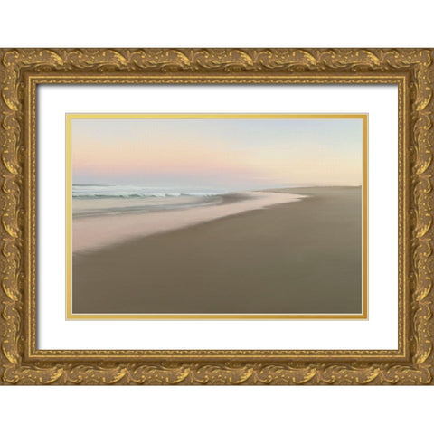 Soft Beach Embrace  Gold Ornate Wood Framed Art Print with Double Matting by J:L Design