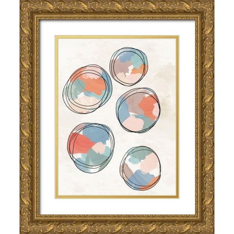 Little Orbs I  Gold Ornate Wood Framed Art Print with Double Matting by J:L Design