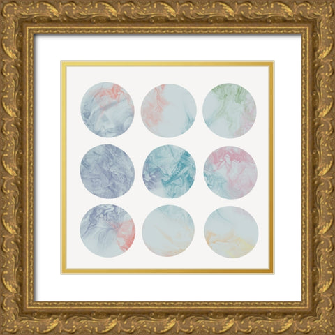 Pastel Dipped Circles I  Gold Ornate Wood Framed Art Print with Double Matting by J:L Design