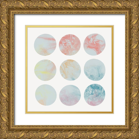 Pastel Dipped Circles II Gold Ornate Wood Framed Art Print with Double Matting by J:L Design