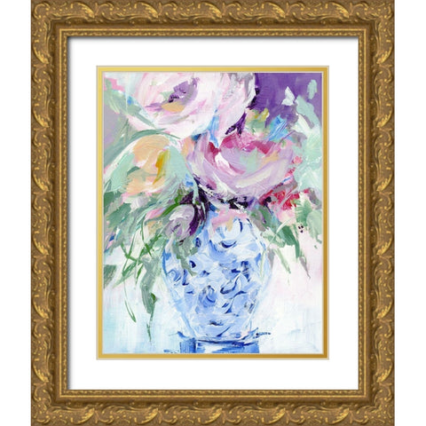 Blissful Bouquet I Gold Ornate Wood Framed Art Print with Double Matting by Pepe, Susan