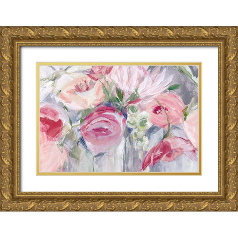 Fresh Flowers In A Vase  Gold Ornate Wood Framed Art Print with Double Matting by Pepe, Susan
