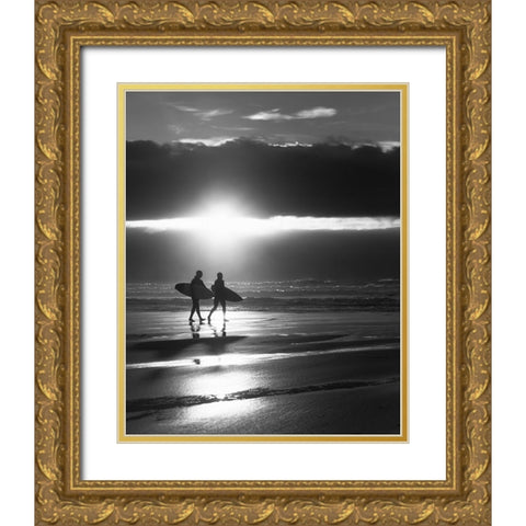Lets Surf Until the Sun Goes Down  Gold Ornate Wood Framed Art Print with Double Matting by Paul, Martin