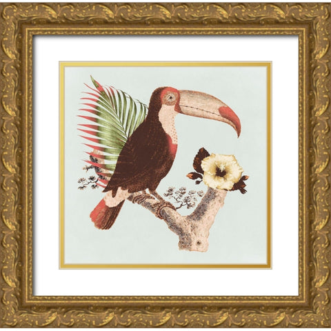 Tropical Toucan Gold Ornate Wood Framed Art Print with Double Matting by Surma