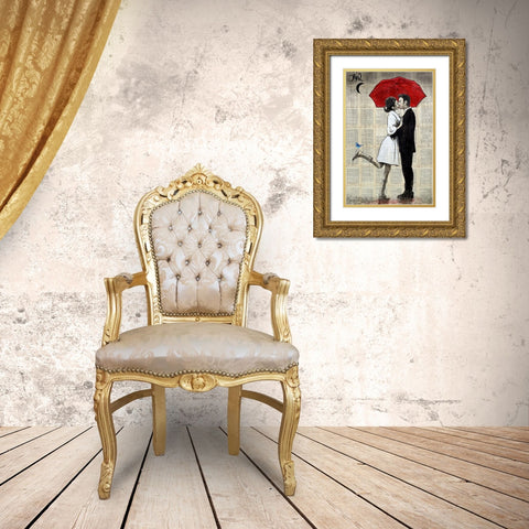 Magical Rain Gold Ornate Wood Framed Art Print with Double Matting by Jover, Loui