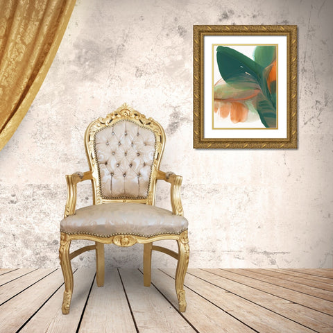Green Parrot I  Gold Ornate Wood Framed Art Print with Double Matting by McFarland, Vicki