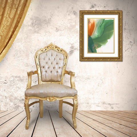 Green Parrot II  Gold Ornate Wood Framed Art Print with Double Matting by McFarland, Vicki
