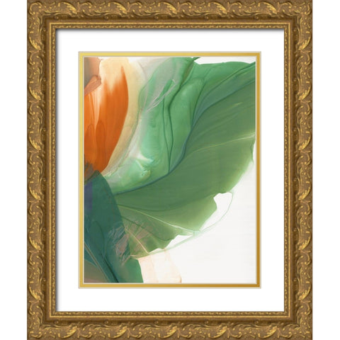 Green Parrot II  Gold Ornate Wood Framed Art Print with Double Matting by McFarland, Vicki