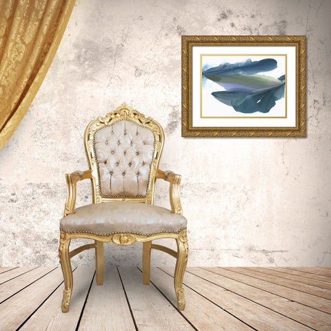 Blue Feathers I  Gold Ornate Wood Framed Art Print with Double Matting by McFarland, Vicki