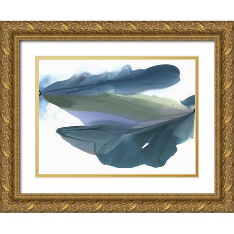 Blue Feathers I  Gold Ornate Wood Framed Art Print with Double Matting by McFarland, Vicki