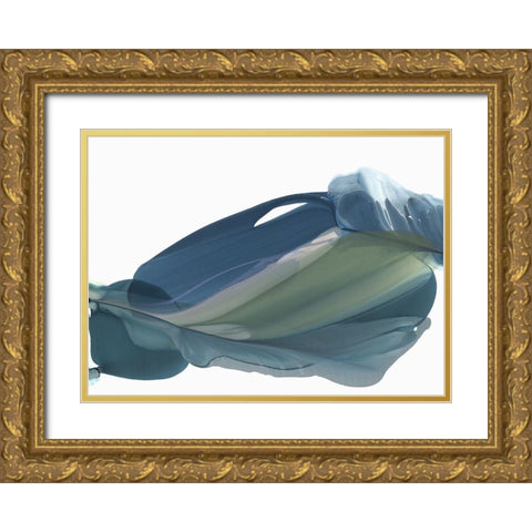 Blue Feathers II Gold Ornate Wood Framed Art Print with Double Matting by McFarland, Vicki