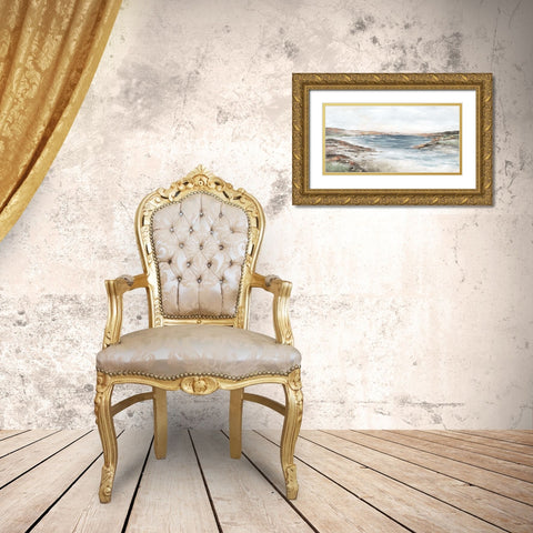 Calm Seacoast  Gold Ornate Wood Framed Art Print with Double Matting by Mavis, Luna