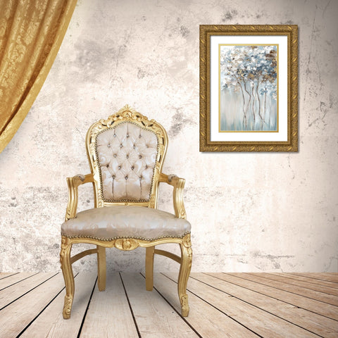 Golden Blue Forest  Gold Ornate Wood Framed Art Print with Double Matting by Mavis, Luna