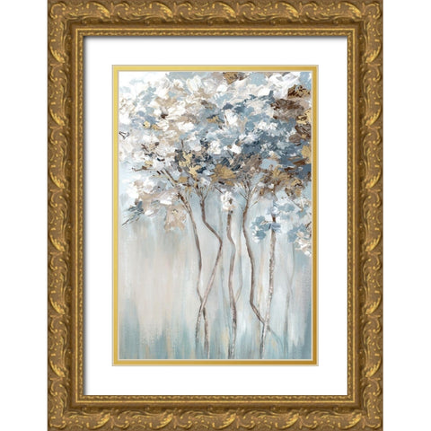 Golden Blue Forest  Gold Ornate Wood Framed Art Print with Double Matting by Mavis, Luna