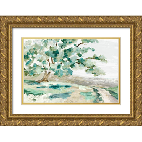 Folk Naif Pathway  Gold Ornate Wood Framed Art Print with Double Matting by Mavis, Luna