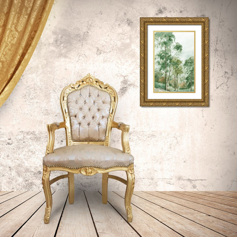 Green Woodlands  Gold Ornate Wood Framed Art Print with Double Matting by Mavis, Luna