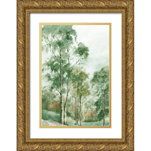 Green Woodlands  Gold Ornate Wood Framed Art Print with Double Matting by Mavis, Luna